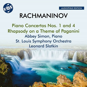 Cover van Simon, Abbey – Rachmaninoff: Piano Concertos Nos. 1 & 4