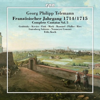 Cover van Gutenberg Soloists & Neumeyer Consort – Telemann: Complete Cantatas: French Annual Cycle Vol.5