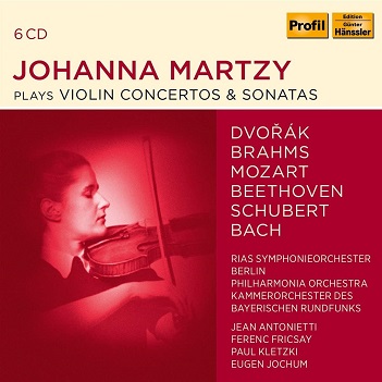 Cover van Martzy – Beethoven, Brahms, Dvorak, Mendelssohn, Mozart & Schubert: Violin Concertos & Sonatas