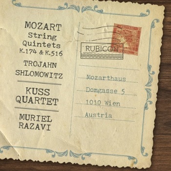 Cover van Kuss Quartett & Muriel Razavi – Mozart String Quintets Nos. 1 & 4